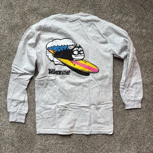 The Aquabats! Surfing Lil Bat Men's Light Gray Long Sleeve Graphic Tee